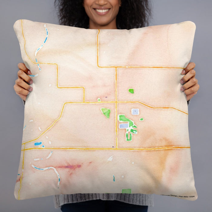 Person holding 22x22 Custom Boone Iowa Map Throw Pillow in Watercolor