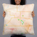 Person holding 22x22 Custom Boone Iowa Map Throw Pillow in Watercolor