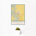 12x18 Boone Iowa Map Print Portrait Orientation in Woodblock Style With Small Cactus Plant in White Planter