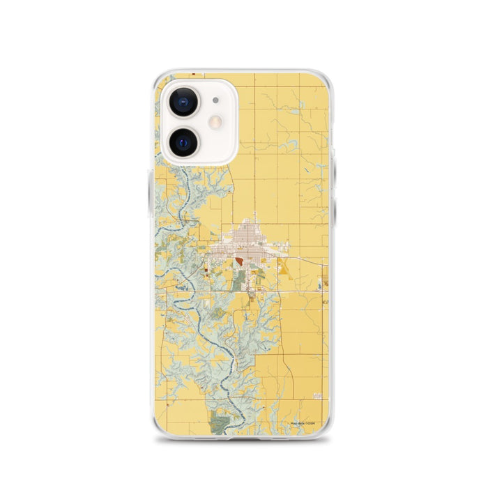 Custom Boone Iowa Map iPhone 12 Phone Case in Woodblock