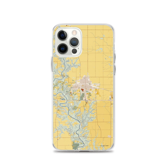 Custom Boone Iowa Map iPhone 12 Pro Phone Case in Woodblock