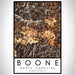 Boone North Carolina Map Print Portrait Orientation in Ember Style With Shaded Background