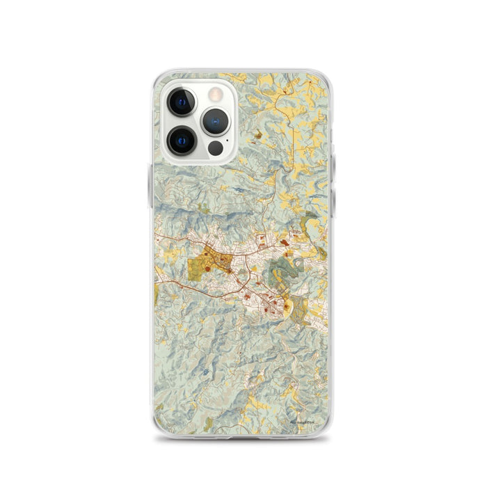 Custom iPhone 12 Pro Boone North Carolina Map Phone Case in Woodblock