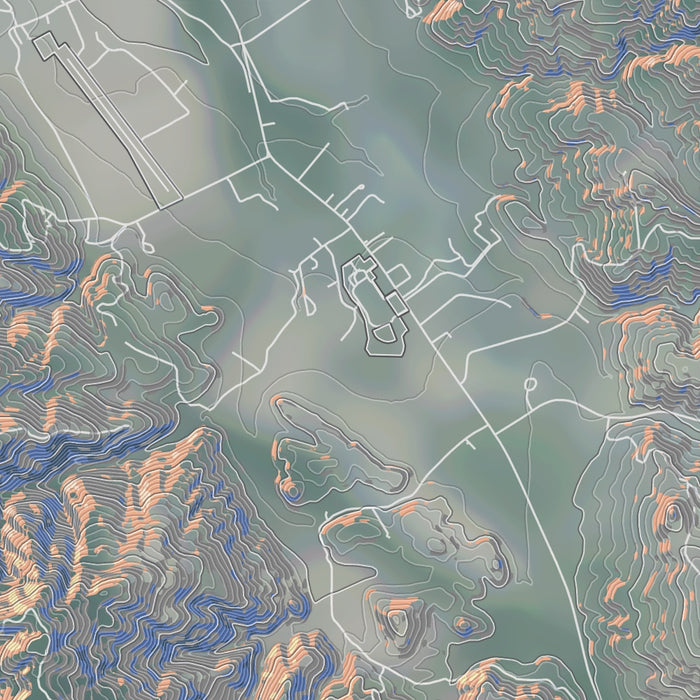 Boonville California Map Print in Afternoon Style Zoomed In Close Up Showing Details