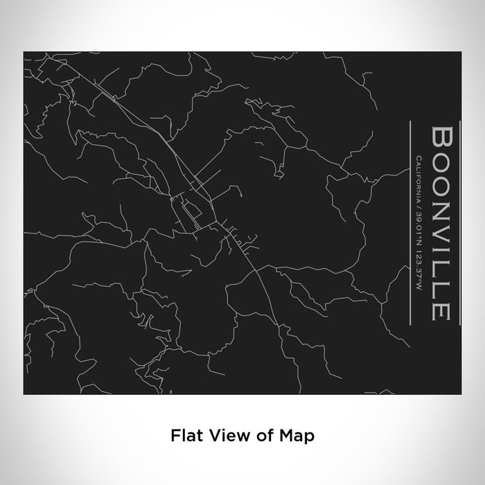 Rendered View of Boonville California Map Engraving on 20oz Stainless Steel Insulated Bottle with Bamboo Top in Black