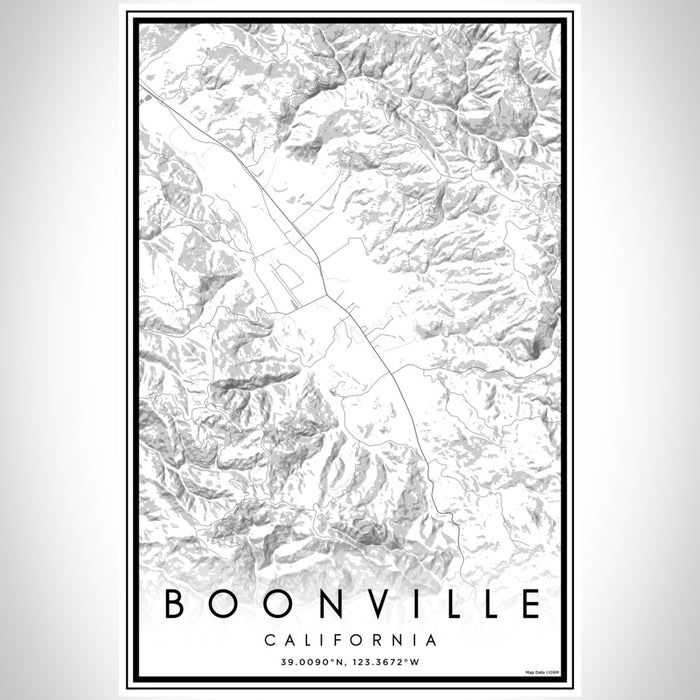 Boonville California Map Print Portrait Orientation in Classic Style With Shaded Background