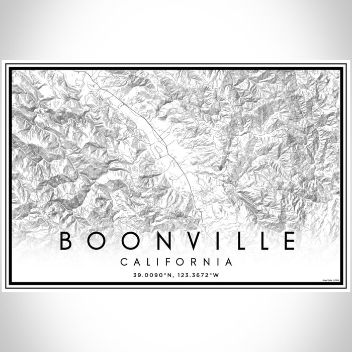 Boonville California Map Print Landscape Orientation in Classic Style With Shaded Background