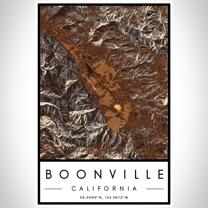 Boonville California Map Print Portrait Orientation in Ember Style With Shaded Background