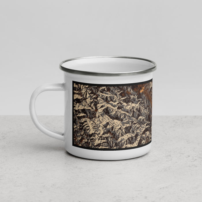Left View Custom Boonville California Map Enamel Mug in Ember