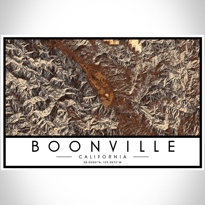 Boonville California Map Print Landscape Orientation in Ember Style With Shaded Background