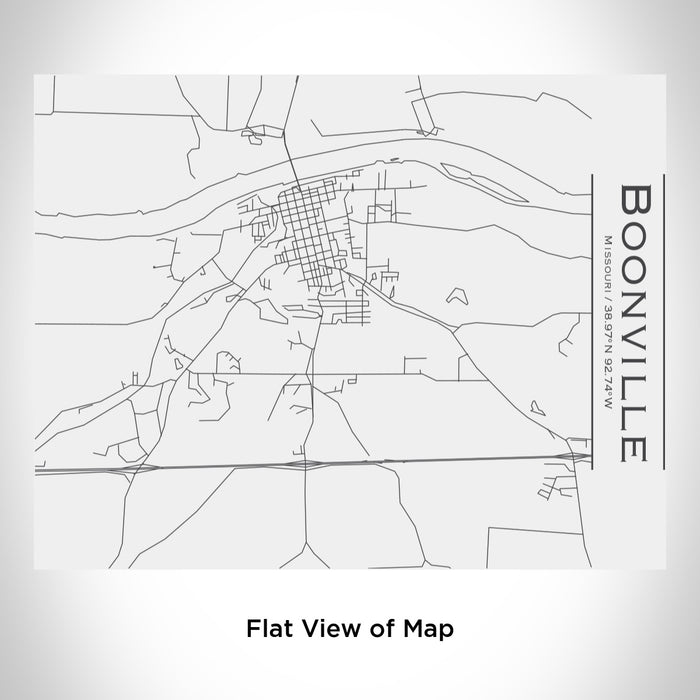Rendered View of Boonville Missouri Map Engraving on 20oz Stainless Steel Insulated Bottle with Bamboo Top in White