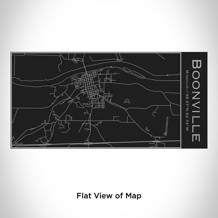 Rendered View of Boonville Missouri Map Engraving on 17oz Stainless Steel Insulated Cola Bottle in Black