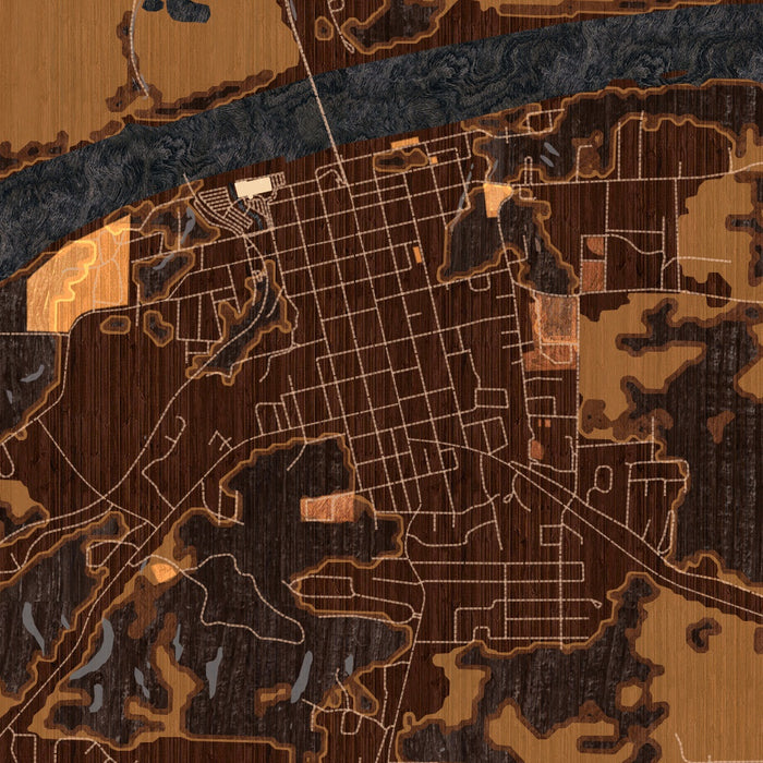 Boonville Missouri Map Print in Ember Style Zoomed In Close Up Showing Details