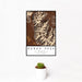 12x18 Borah Peak Idaho Map Print Portrait Orientation in Ember Style With Small Cactus Plant in White Planter