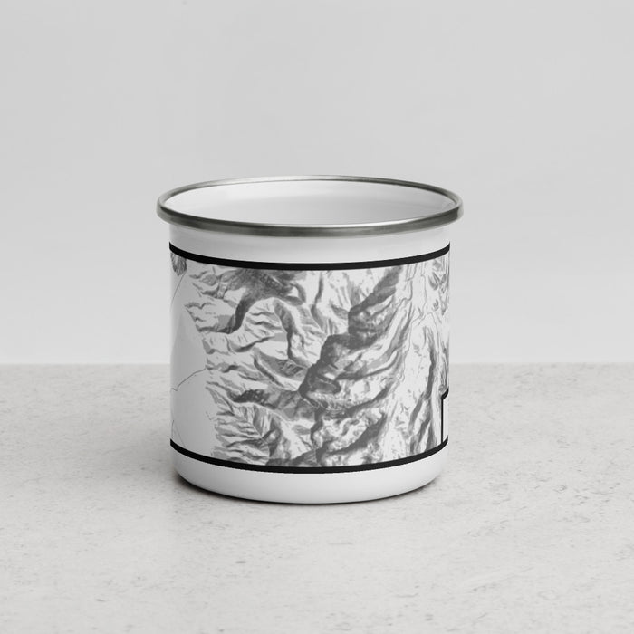 Front View Custom Borah Peak Idaho Map Enamel Mug in Classic