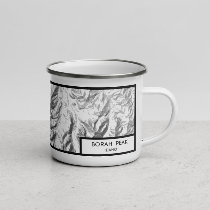 Right View Custom Borah Peak Idaho Map Enamel Mug in Classic