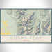 Borah Peak Idaho Map Print Landscape Orientation in Woodblock Style With Shaded Background