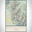 Borah Peak Idaho Map Print Portrait Orientation in Woodblock Style With Shaded Background