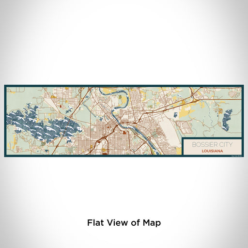 Flat View of Map Custom Bossier City Louisiana Map Enamel Mug in Woodblock