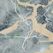 Boston Massachusetts Map Print in Afternoon Style Zoomed In Close Up Showing Details