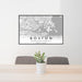 24x36 Boston Massachusetts Map Print Landscape Orientation in Classic Style Behind 2 Chairs Table and Potted Plant