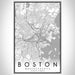 Boston Massachusetts Map Print Portrait Orientation in Classic Style With Shaded Background