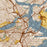 Boston Massachusetts Map Print in Woodblock Style Zoomed In Close Up Showing Details