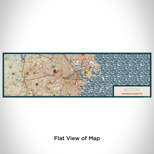 Flat View of Map Custom Boston Massachusetts Map Enamel Mug in Woodblock