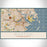 Boston Massachusetts Map Print Landscape Orientation in Woodblock Style With Shaded Background