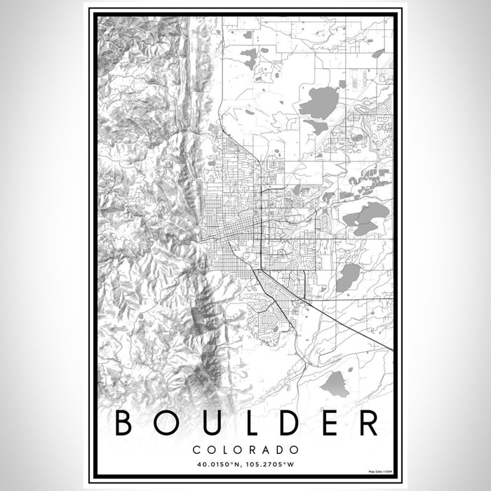 Boulder Colorado Map Print Portrait Orientation in Classic Style With Shaded Background