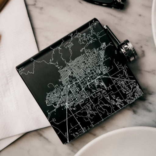 Boulder Colorado Custom Engraved City Map Inscription Coordinates on 6oz Stainless Steel Flask in Black