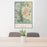 24x36 Boulder Colorado Map Print Portrait Orientation in Woodblock Style Behind 2 Chairs Table and Potted Plant