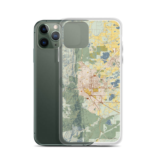 Custom Boulder Colorado Map Phone Case in Woodblock on Table with Laptop and Plant