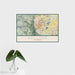 16x24 Boulder Colorado Map Print Landscape Orientation in Woodblock Style With Tropical Plant Leaves in Water