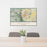 24x36 Boulder Colorado Map Print Landscape Orientation in Woodblock Style Behind 2 Chairs Table and Potted Plant