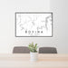 24x36 Bovina New York Map Print Lanscape Orientation in Classic Style Behind 2 Chairs Table and Potted Plant