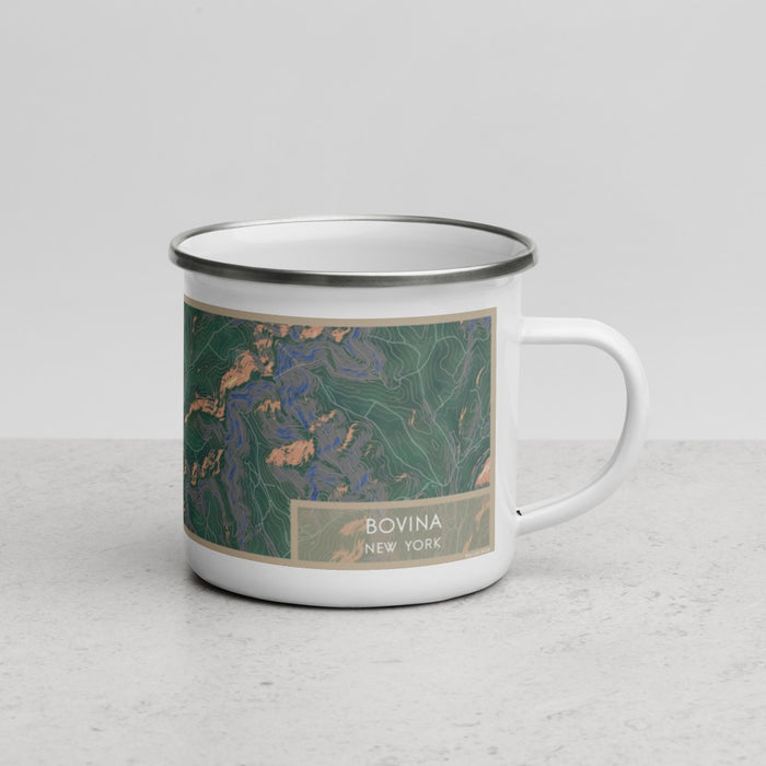 Right View Custom Bovina New York Map Enamel Mug in Afternoon