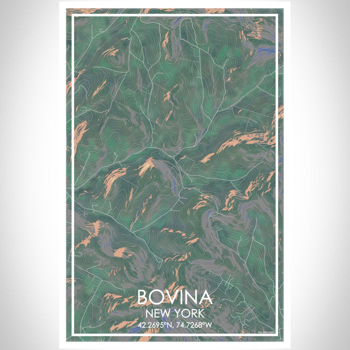 Bovina New York Map Print Portrait Orientation in Afternoon Style With Shaded Background