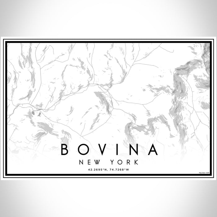 Bovina New York Map Print Landscape Orientation in Classic Style With Shaded Background