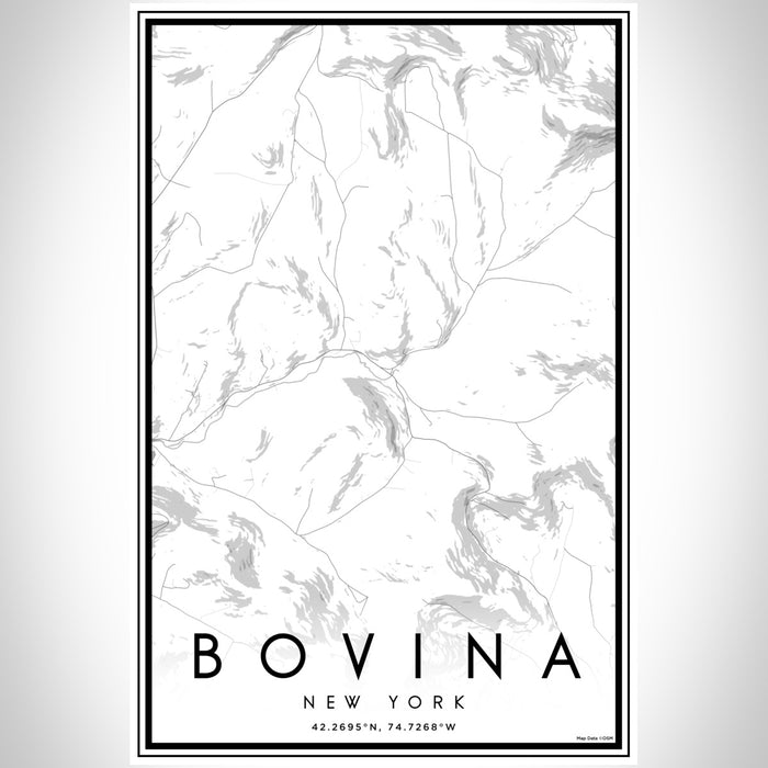 Bovina New York Map Print Portrait Orientation in Classic Style With Shaded Background