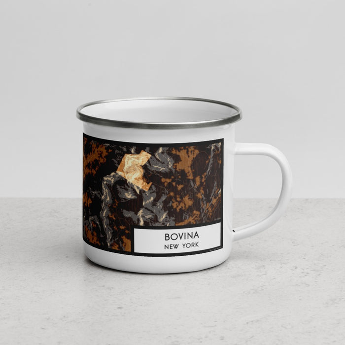 Right View Custom Bovina New York Map Enamel Mug in Ember