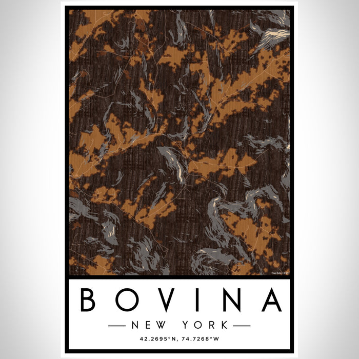 Bovina New York Map Print Portrait Orientation in Ember Style With Shaded Background