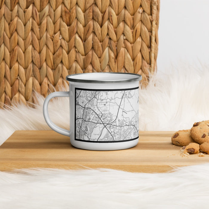 Left View Custom Bowie Maryland Map Enamel Mug in Classic on Table Top