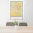24x36 Bowling Green Kentucky Map Print Portrait Orientation in Woodblock Style Behind 2 Chairs Table and Potted Plant