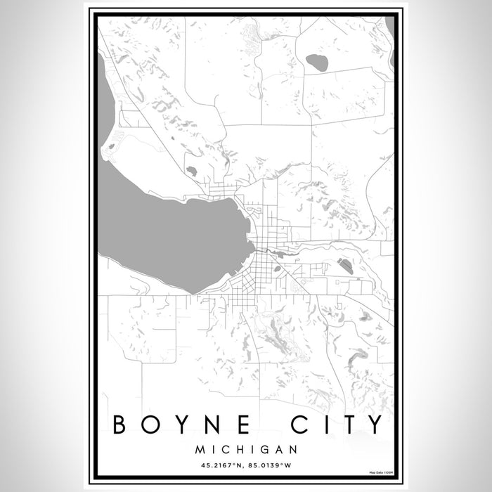 Boyne City Michigan Map Print Portrait Orientation in Classic Style With Shaded Background