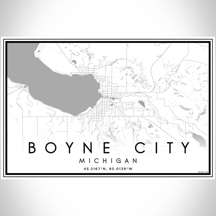 Boyne City Michigan Map Print Landscape Orientation in Classic Style With Shaded Background