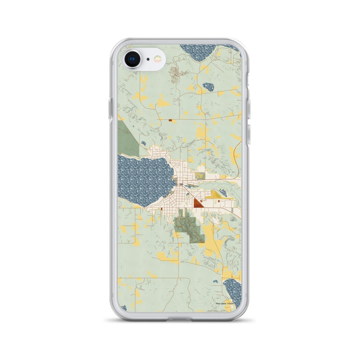 Custom Boyne City Michigan Map iPhone SE Phone Case in Woodblock