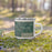 Right View Custom Boyne Falls Michigan Map Enamel Mug in Afternoon on Grass With Trees in Background