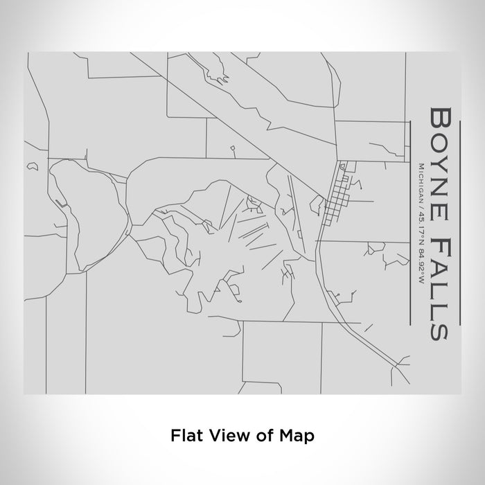 Rendered View of Boyne Falls Michigan Map Engraving on 20oz Stainless Steel Insulated Bottle with Bamboo Top