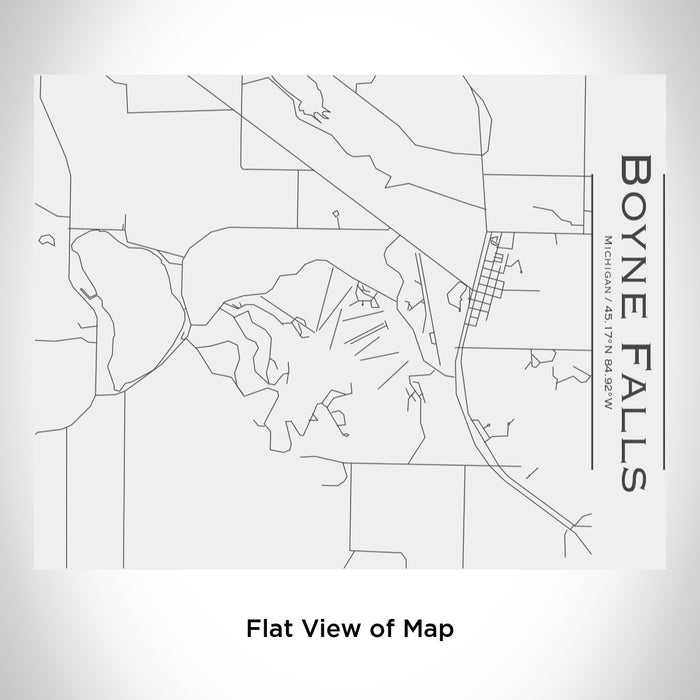 Rendered View of Boyne Falls Michigan Map Engraving on 20oz Stainless Steel Insulated Bottle with Bamboo Top in White